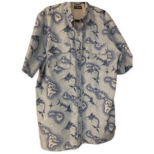 Chaps Blue and White Casual Button Down Shirt